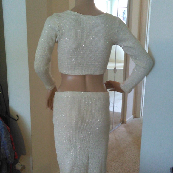 BNWT VINTAGE WHITE HOUSE BOUTIQUE 3 PC OFF WHITE/ GOLD SEXY SZ SMALL BY MARe' - Picture 4 of 12